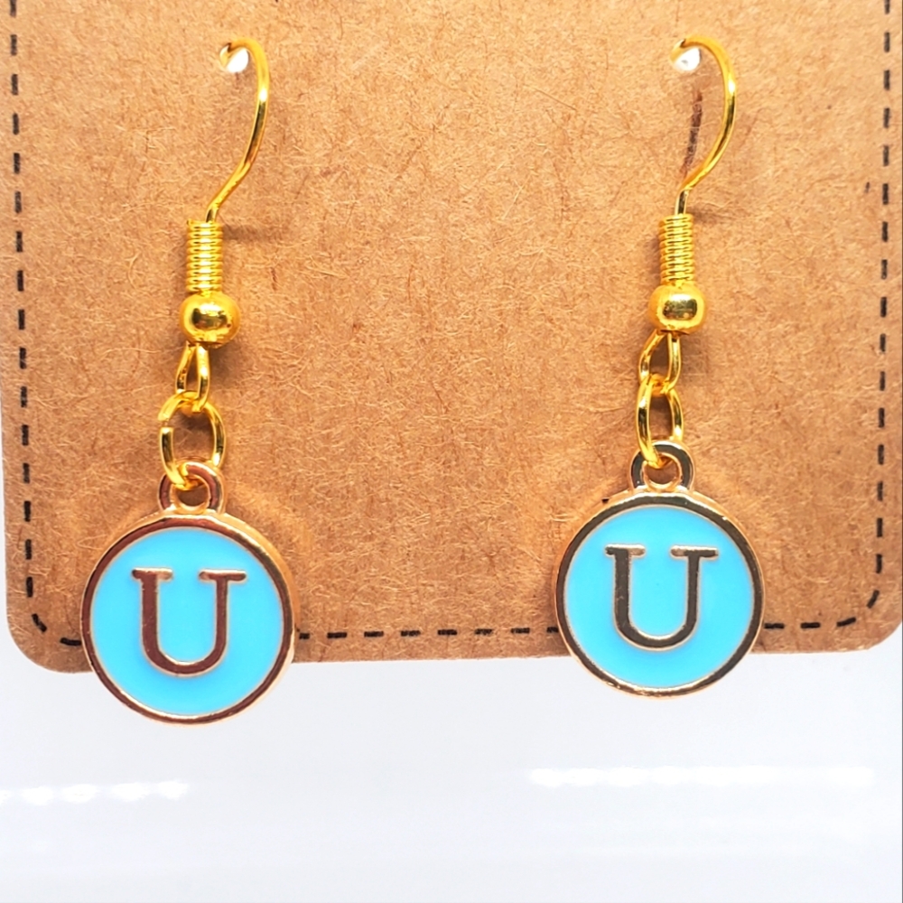 7/$10 U Initial Earrings, New